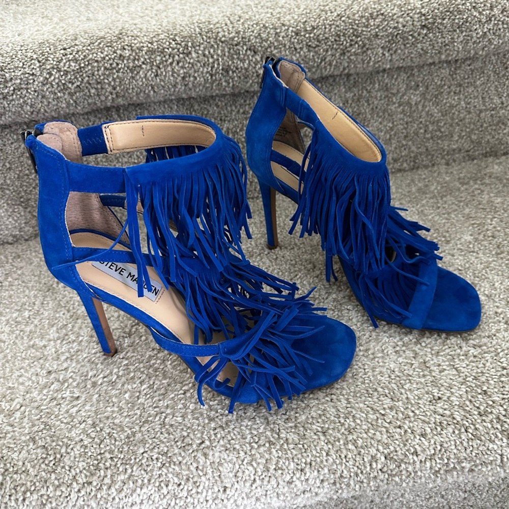 Steve Madden Vibrant Blue Fringe Heels